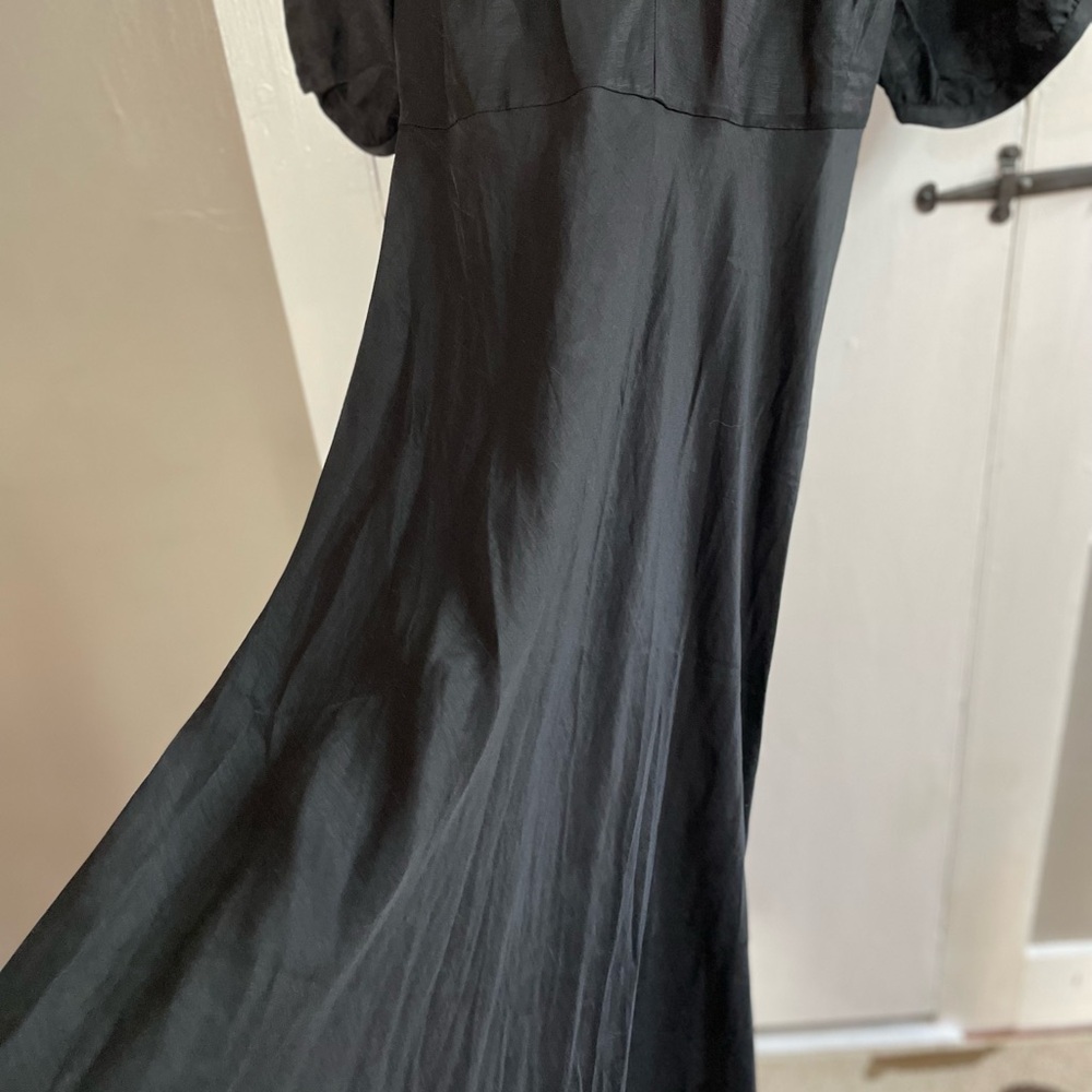 Banana Republic Black Linen Blend Midi Dress Size 8 New with Tags - Picture 5 of 12